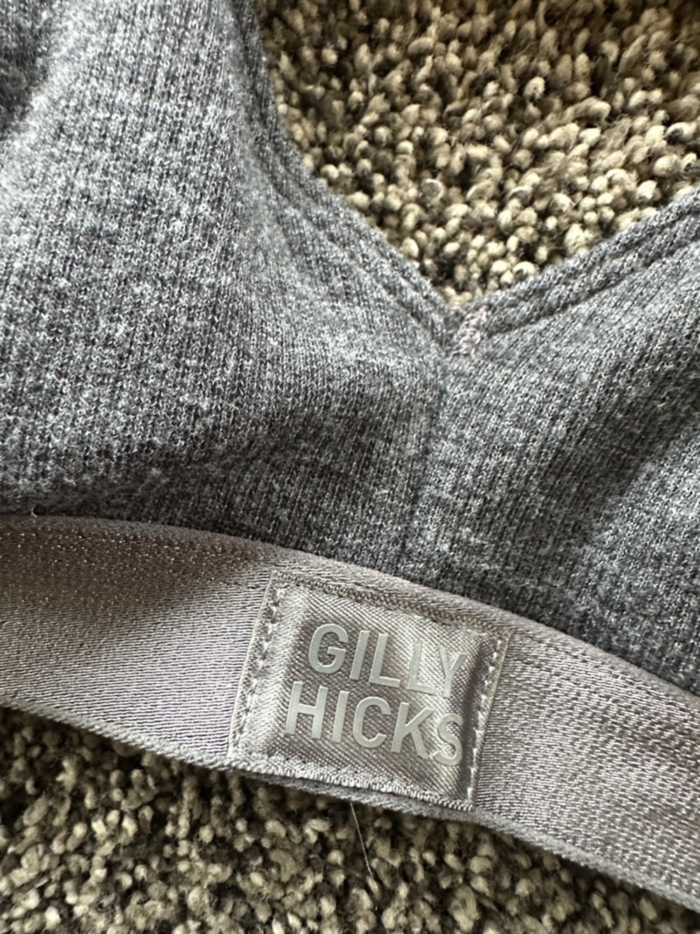 Gilly Hicks Ribbed Bralette in Rose Red, grey, navy blue 34B three pack - Picture 3 of 6